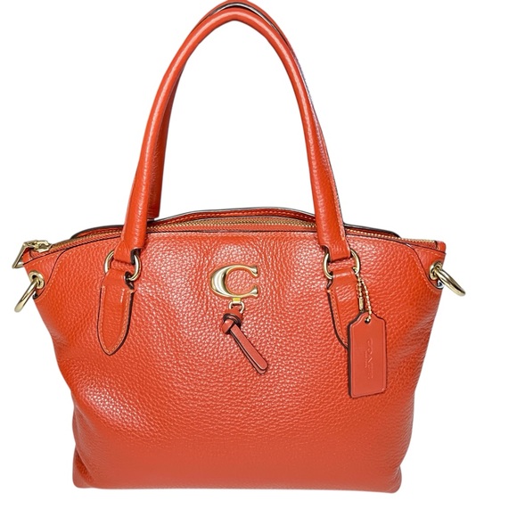 Coach 1317 Remi Leather Satchel Bag Terracotta-toned Missing Detachable Strap - Picture 1 of 16